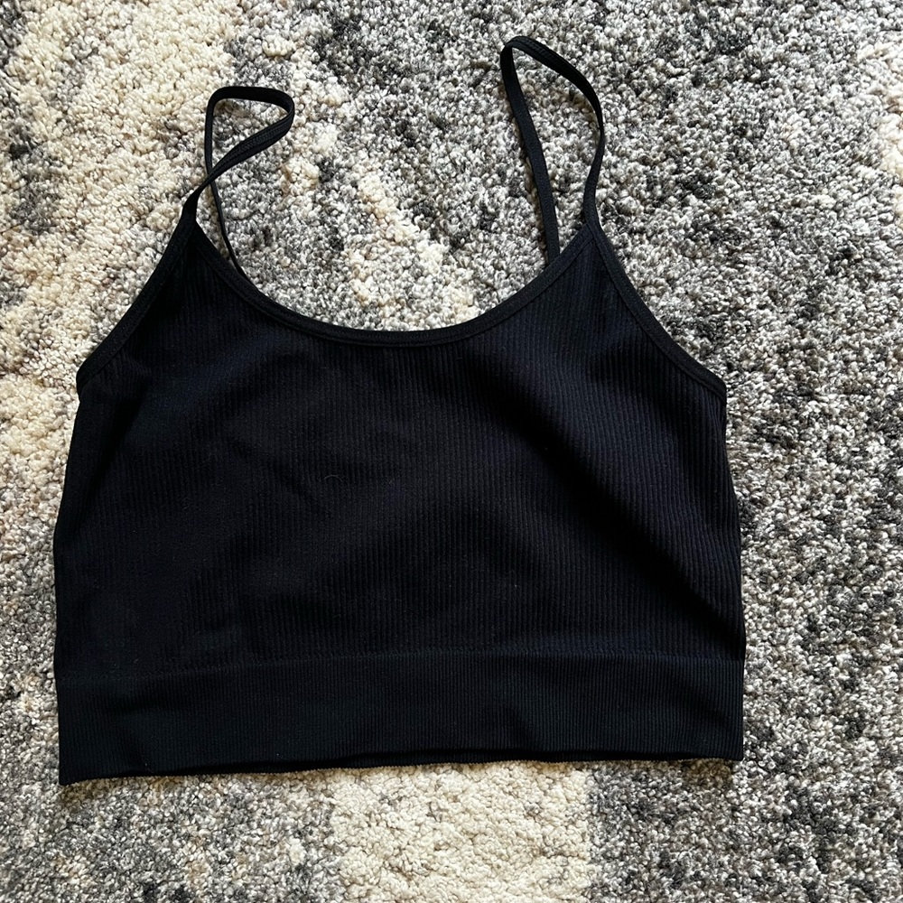 H&M Black Ribbed Crop Top